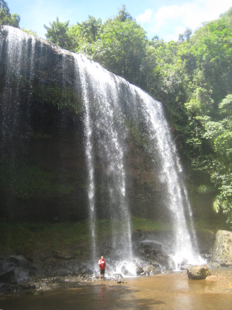 NCSU Student at Palau Waterfall